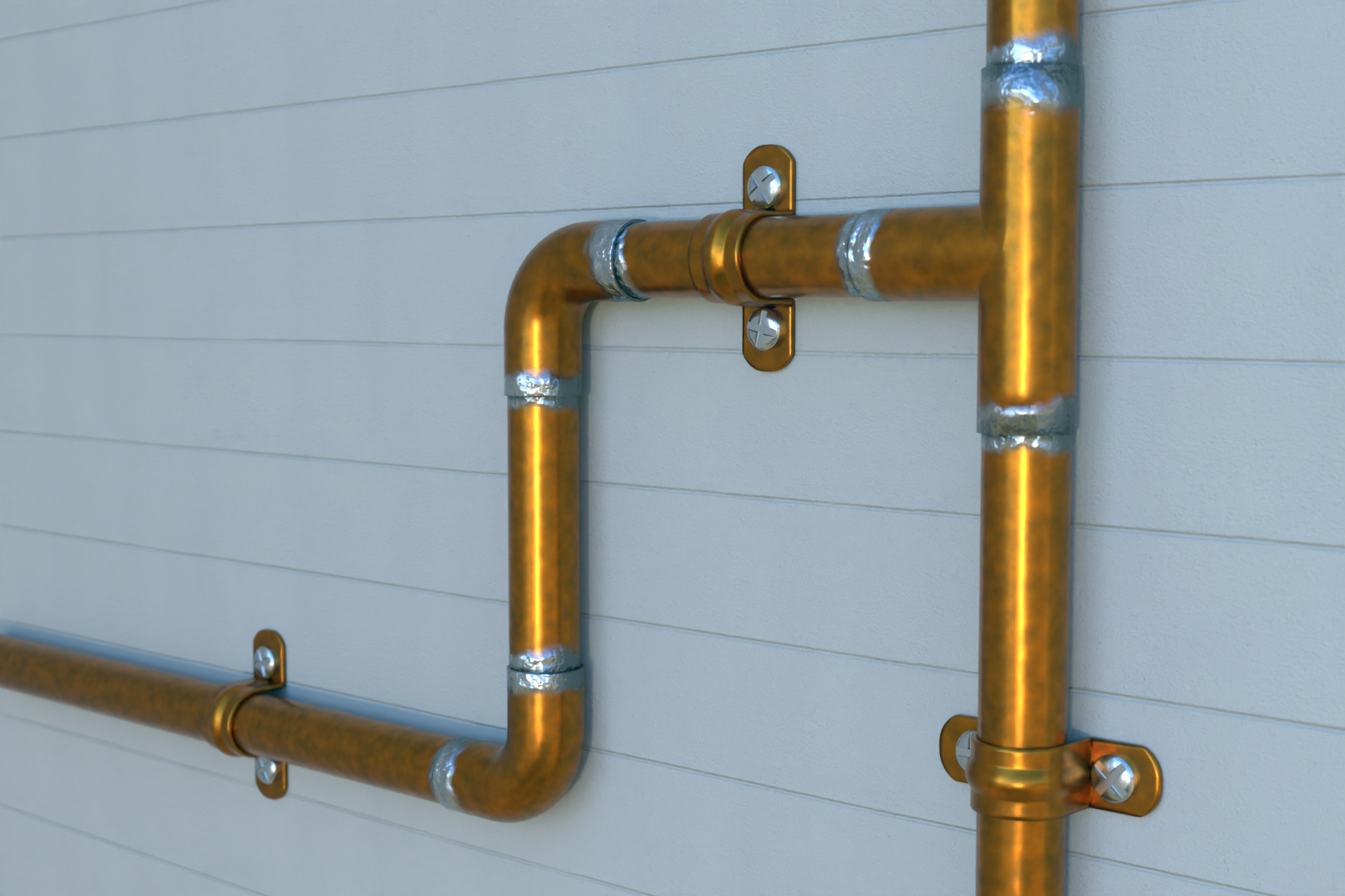 New copper piping installation in home
