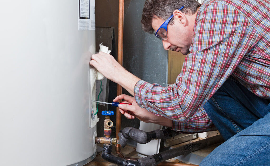 Water heater repair in progress